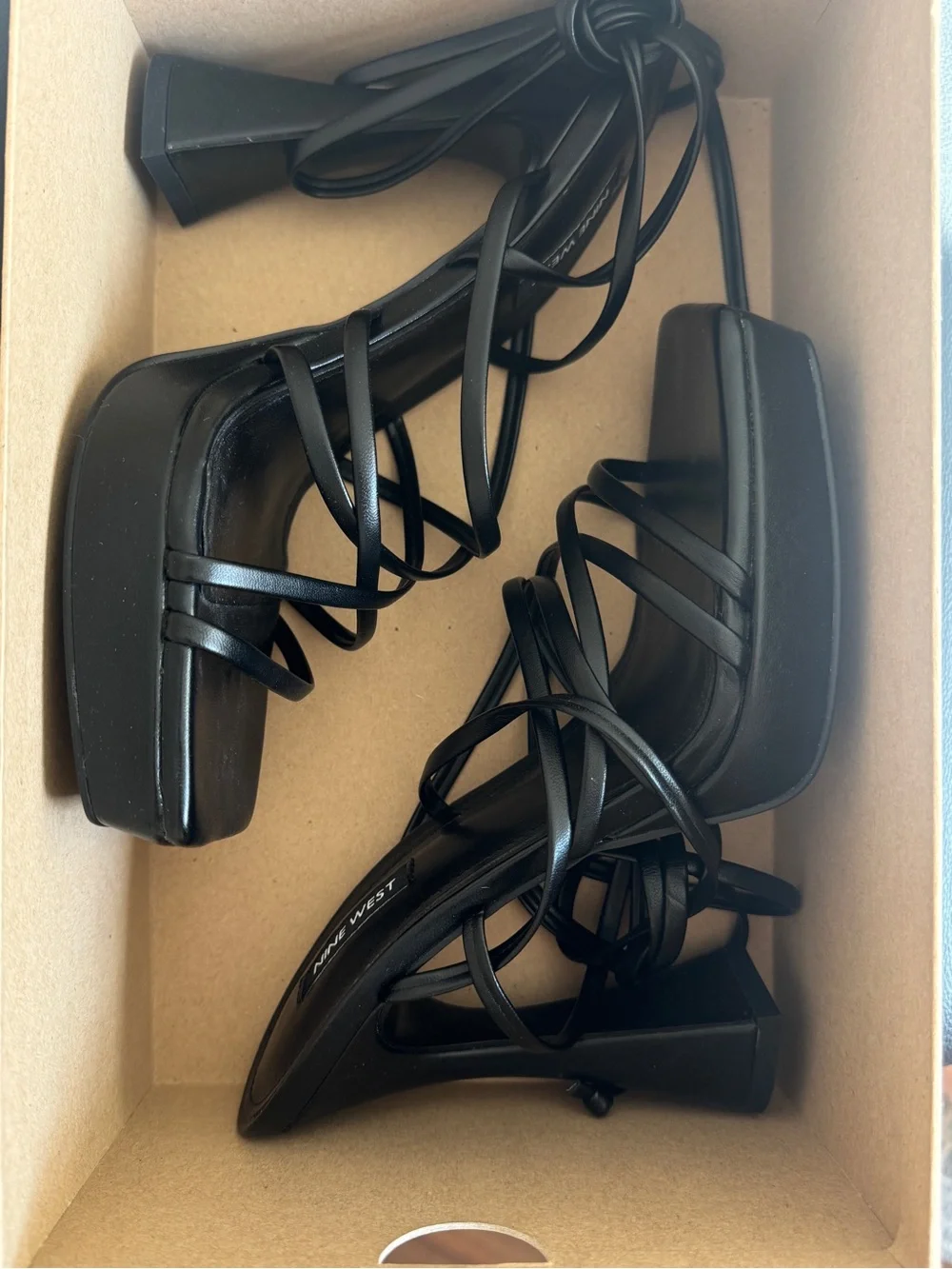 Nine West Black lace-up Platform Block-Heel